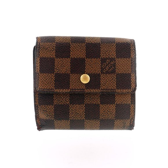 Authentic LOUIS VUITTON Damier Canvas Leather Trifold Compact Clutch Wallet - Picture 1 of 10